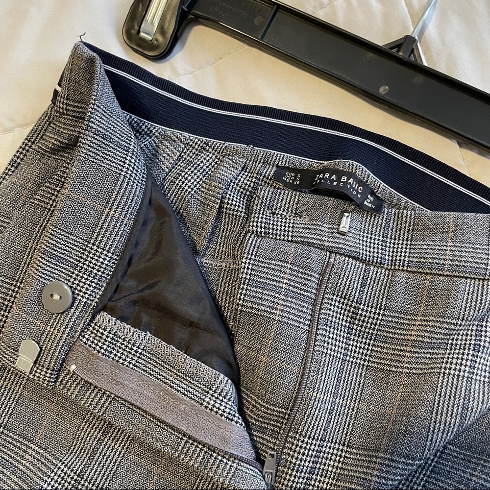 Zara Basic Cropped Checkered Slacks S - image 1